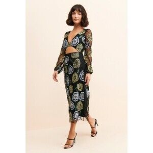 Anthropologie Floral Sequin Let Me Be Dress